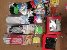 200+ Estimated gloves-masks-glasses-noses in retails packaging. Containers not included