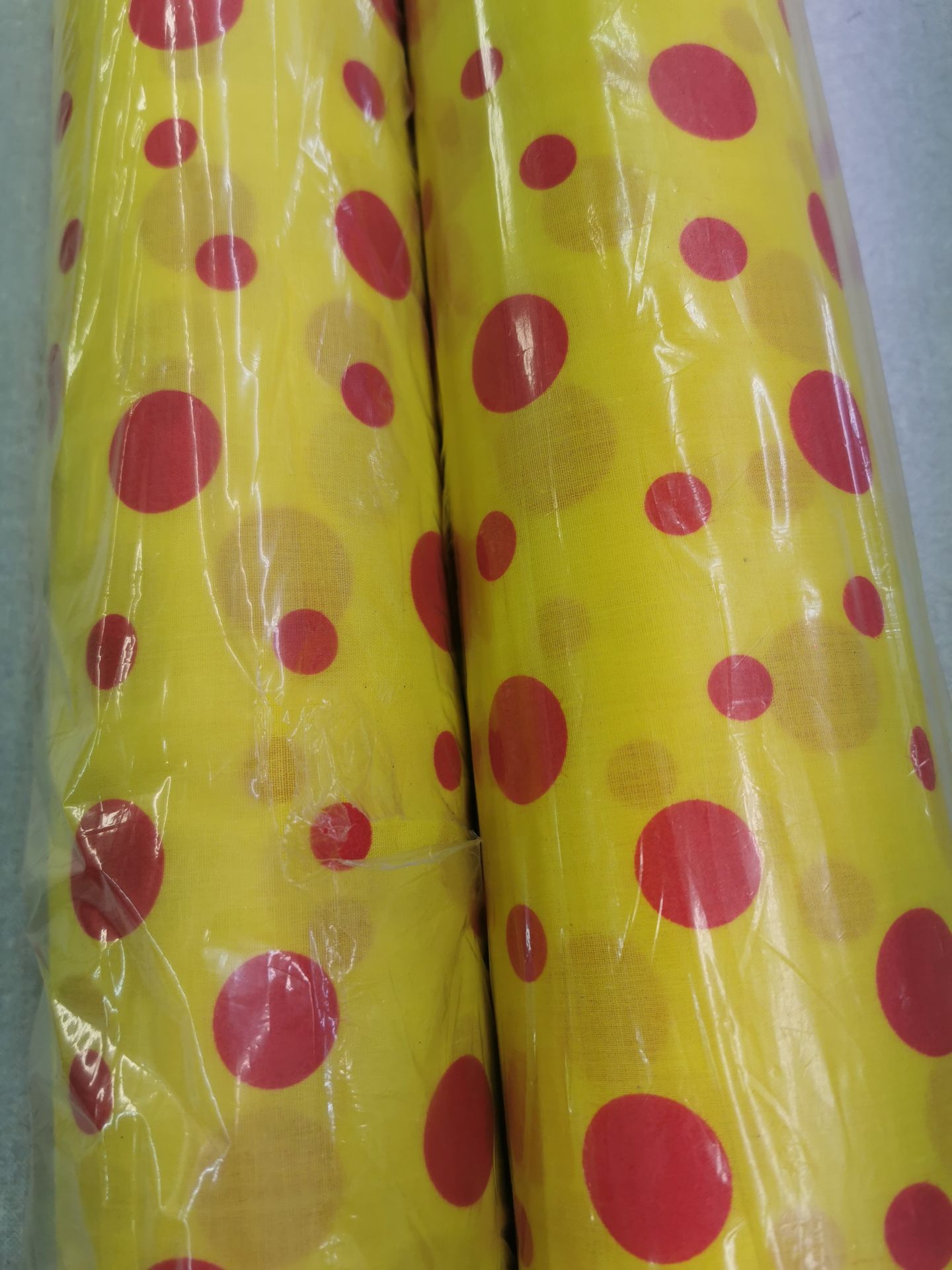 2 x Rolls polka dot, yellow and red Design No 23 . Colour code No 13, Estimated linear Meters; x 50 - Image 3 of 3