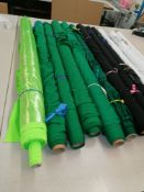 12 x Rolls printed metalic lycra fabric.Estimated 100 m rrp £18-25 per meter