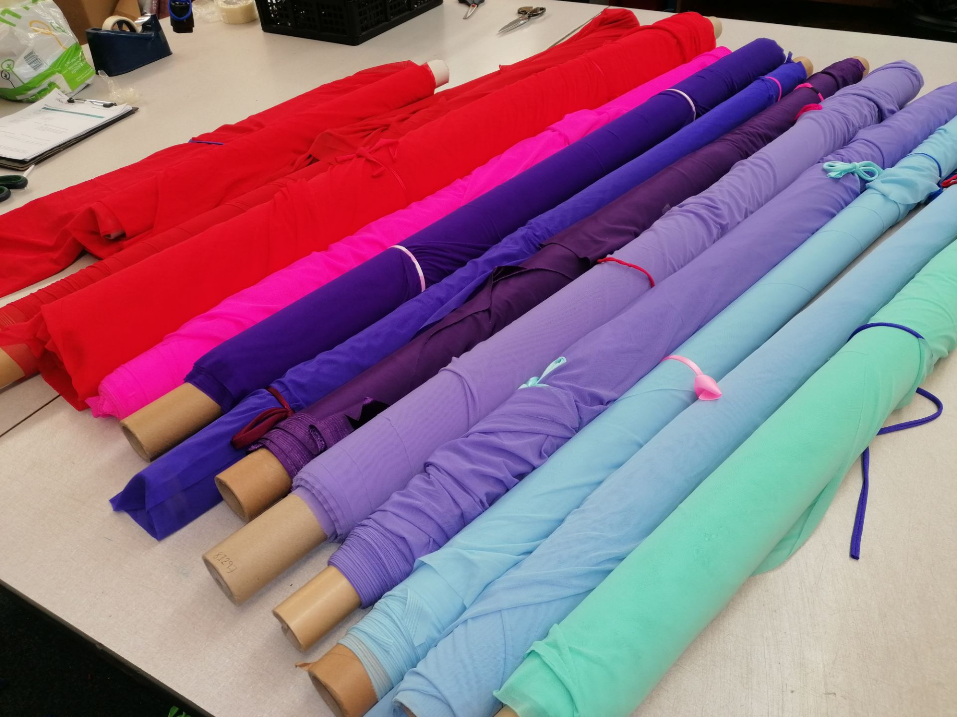 95m Estimated stretch mesh fabric on 12 rolls. rrp £5-10 per meter