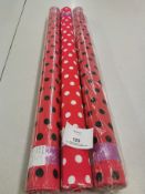 3 x New rolls polka dot red white and black fabric. Design No 1 . Colour code NO5.Estimated linear