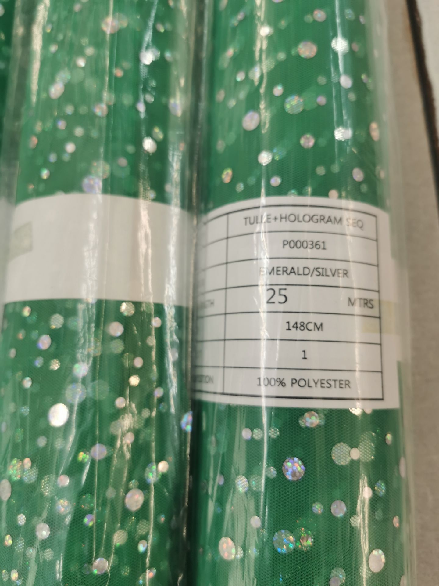 125m Hologram sequin tulle on 5 rolls. rrp £4-6 per meter - Image 2 of 4