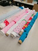 8 x Rolls polka dot printed lycra.Estimated 90m RRP £18-25 per meter