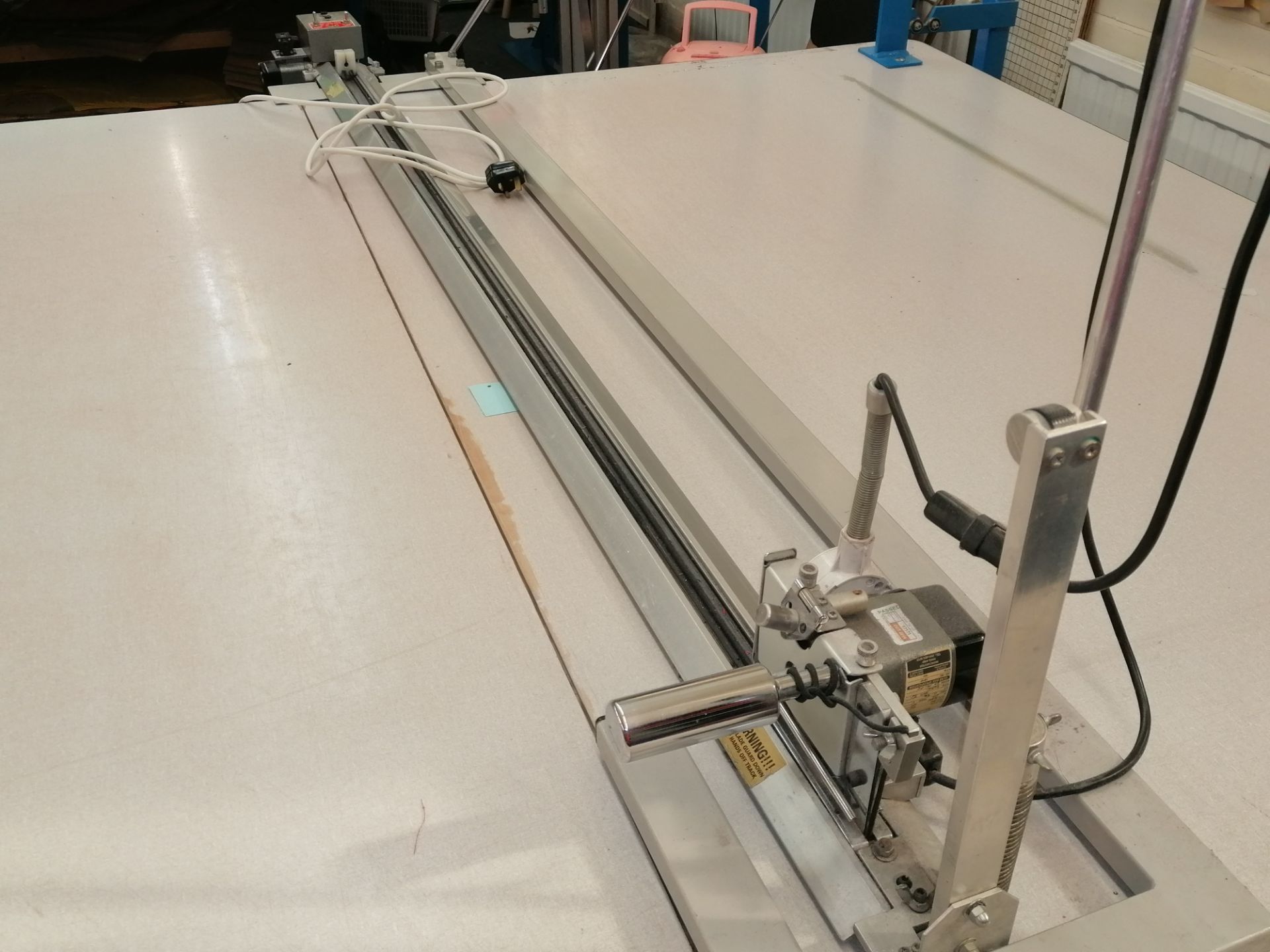 Large fabric cutting table Lenth 366cm x Width 214cm x Height 90cm with fabric roll stand ,fabric - Image 5 of 9