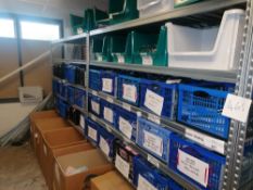 Galvanised Boltless Shelving System in runs as imaged . Section sizes 2 x 1.8m Contents not