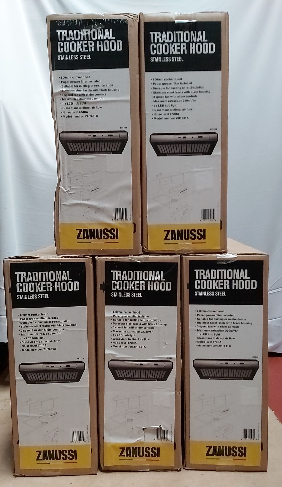 5 x Zanussi Traditional Cooker Stainless Steel. Model ZHT631X. Condition New & Sealed. (RRP £445)
