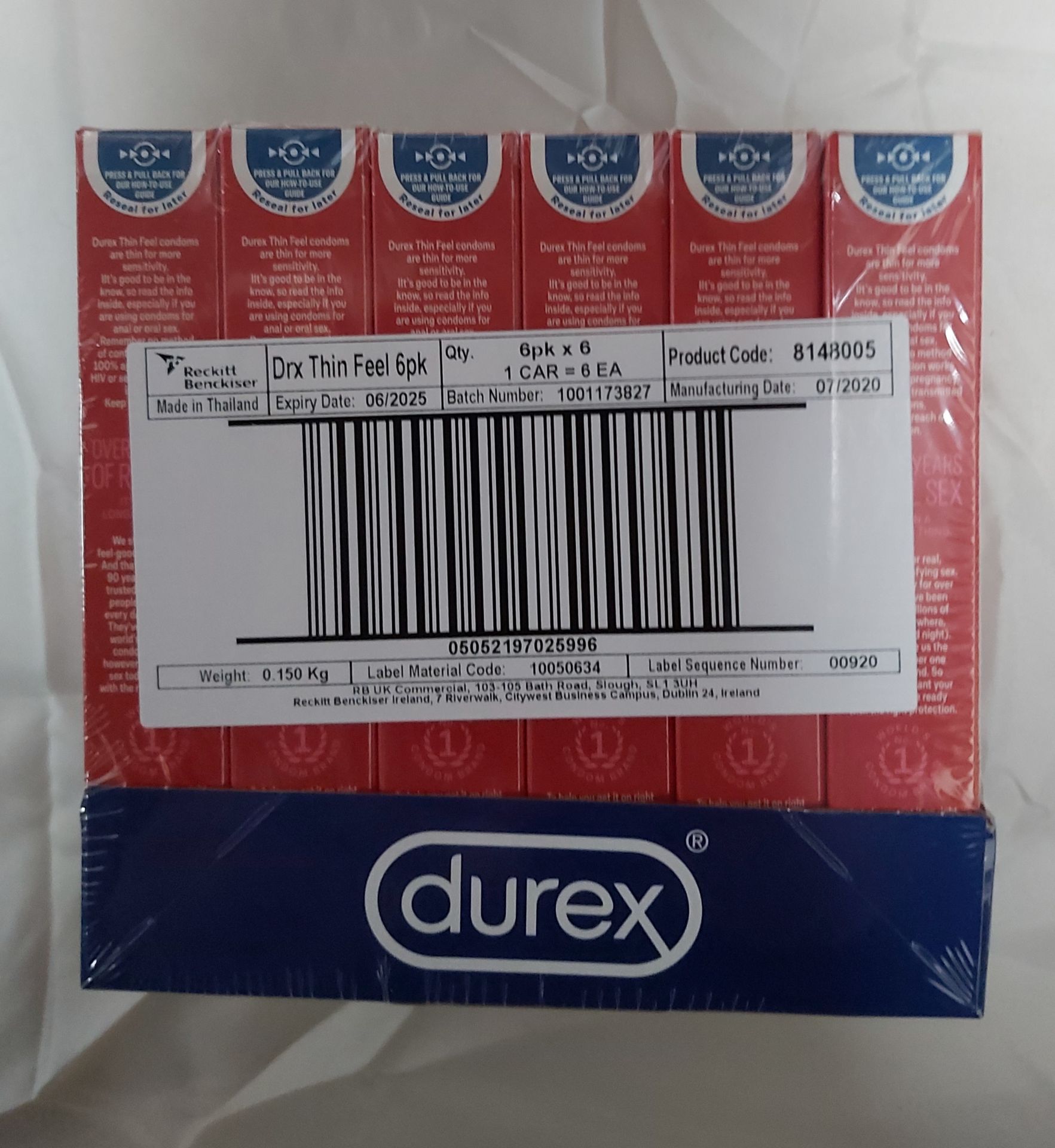 6 x 6's Durex Thin Feel 36 Condoms In Total. Dated 06/2025. Boxed & Sealed. (RRP £230)