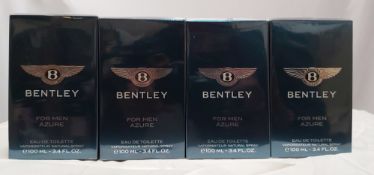 4 x Genuine Bentley For Mens Azure 100ml EDT. Condition New & Sealed. Eau De Toilette.