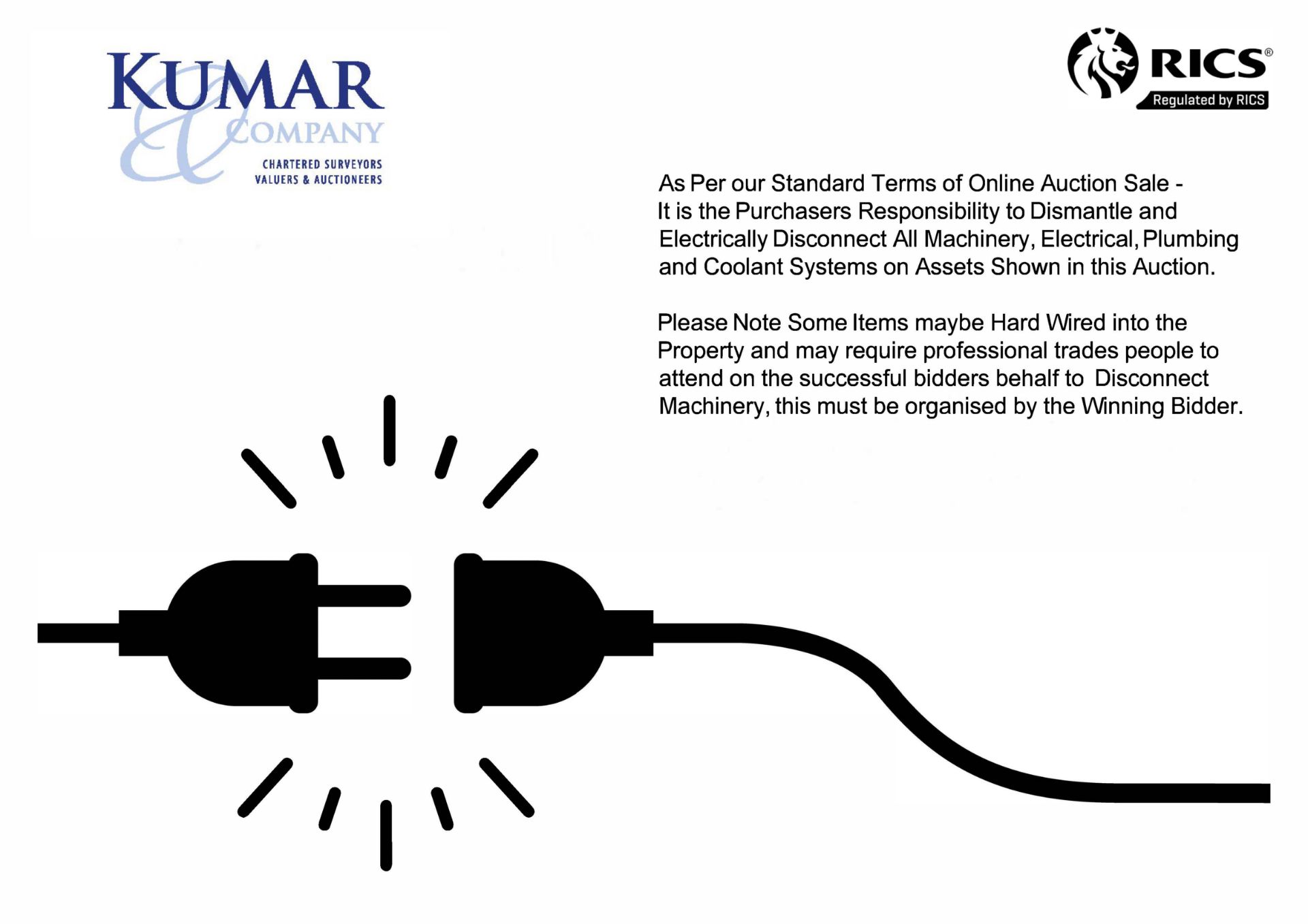 IMPORTANT ASSET DISCONNECTION INFORMATION - PLEASE READ BEFORE BIDDING