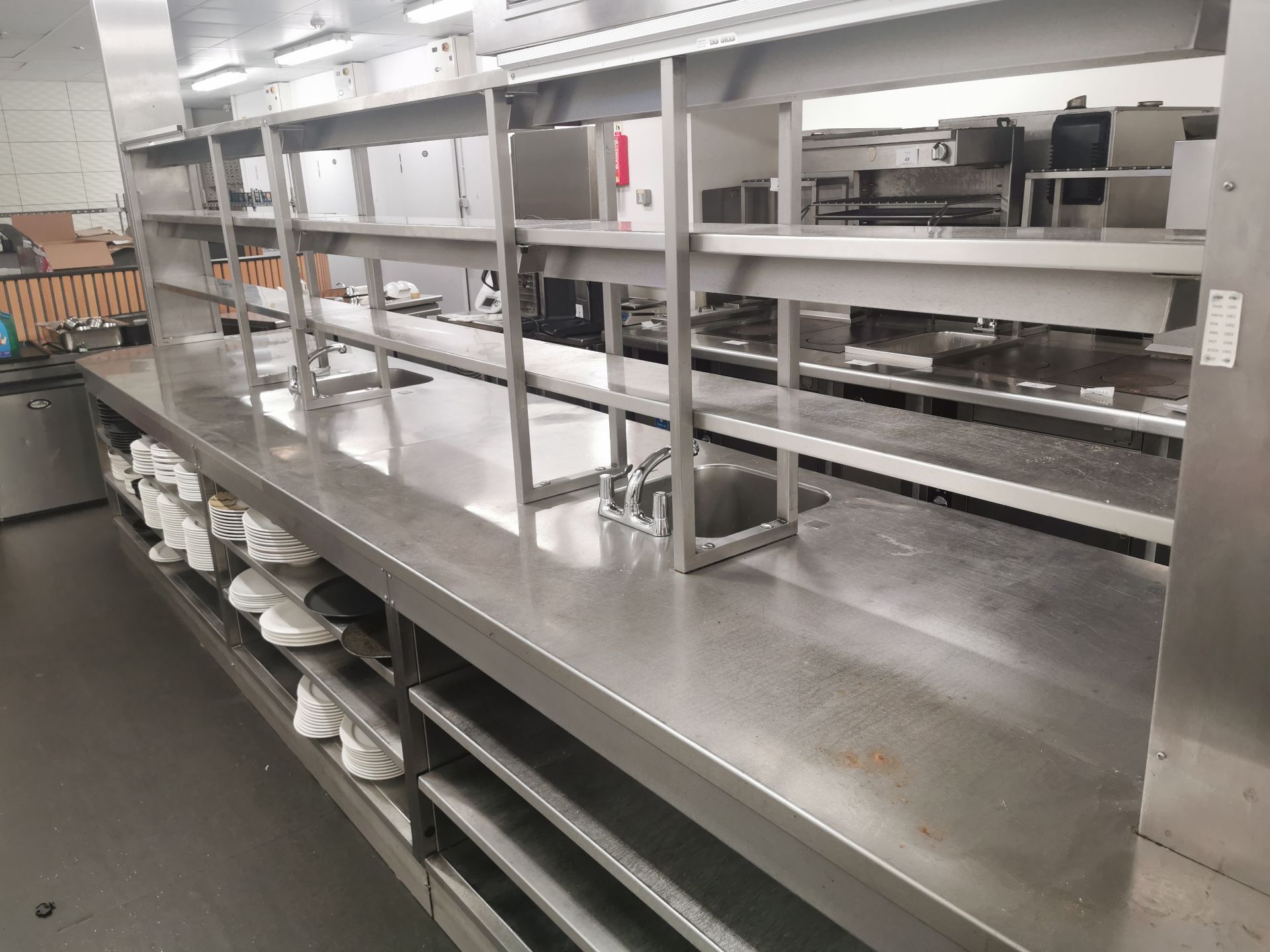 Stainless steel hot pass with 2 holding shelves &