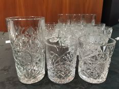 15 x Cut crystal glasses 2 sizes