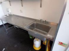 Stainless steel sink with taps ( w 240cm x d 70cm h 90cm )(Please Note this Lot is only available