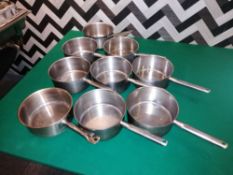 9 x stainless steel sauce pans (21.5cm )