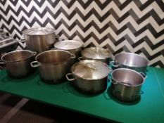 8 x stainless steel stock pots