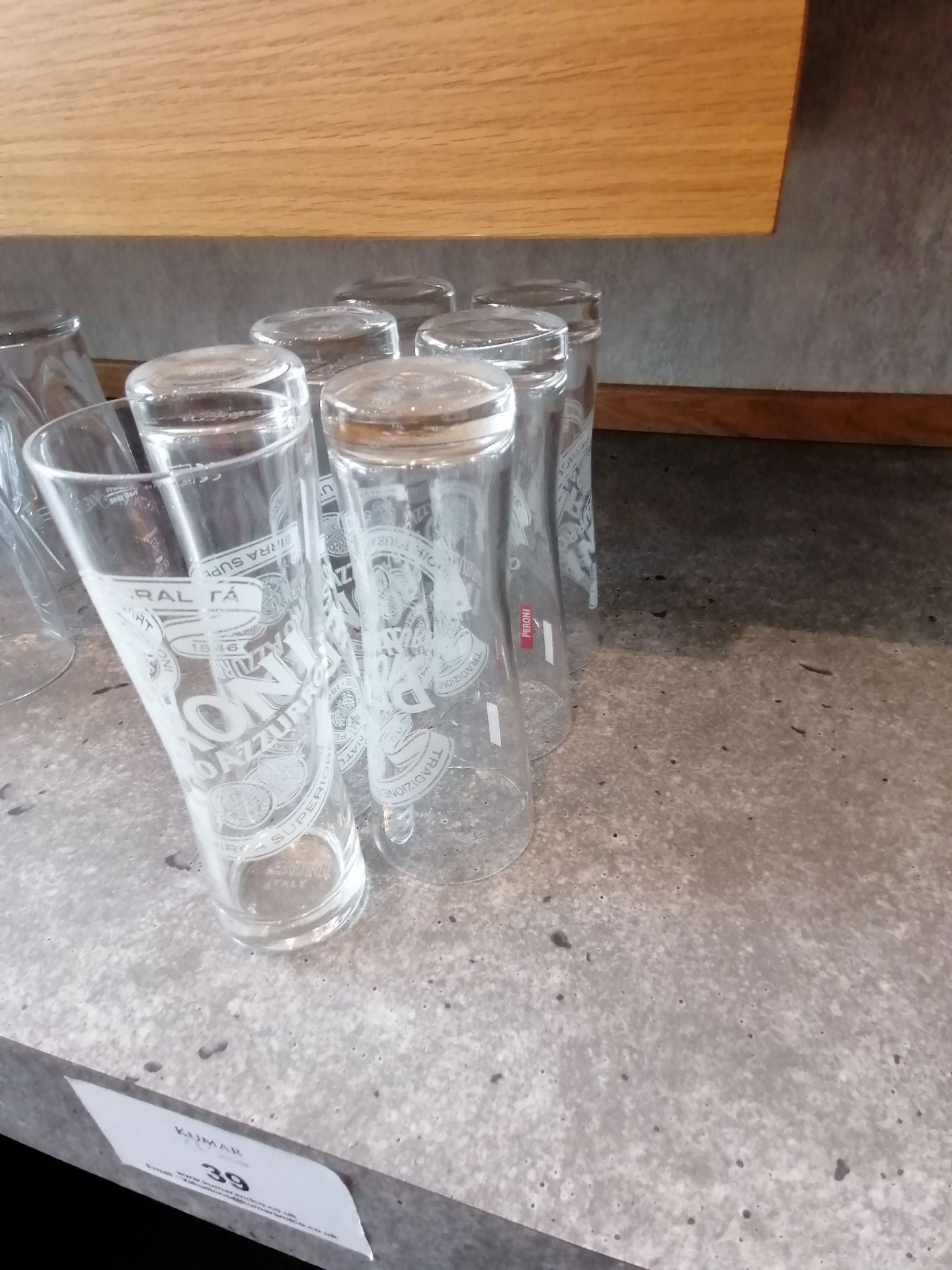 7 x Genuine Peroni glasses (Please Note this Lot is only available for collection by appointment