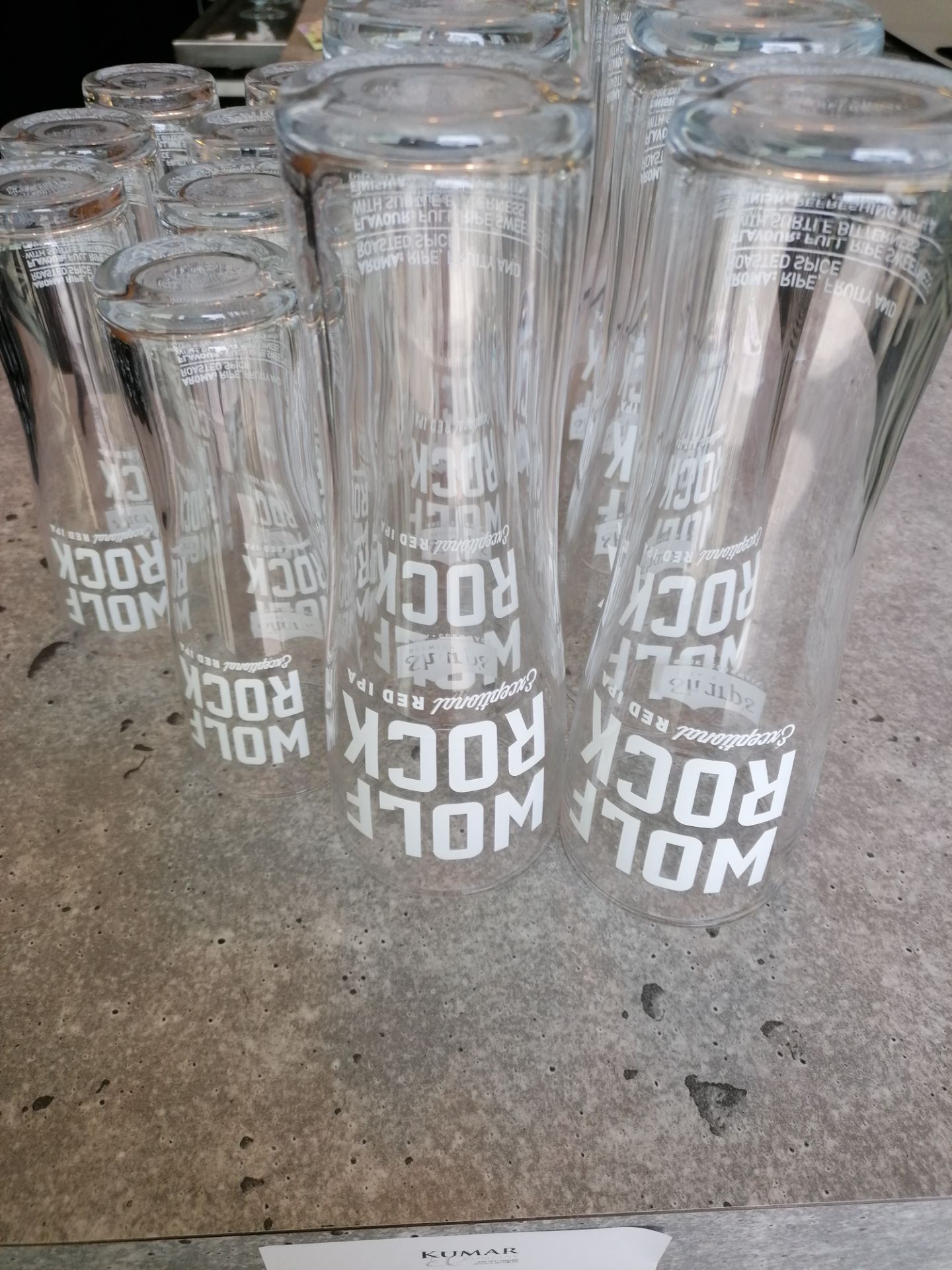 15 x Wolf Rock IPA glasses 7 x 1/2 pint 8 x pint (Please Note this Lot is only available for