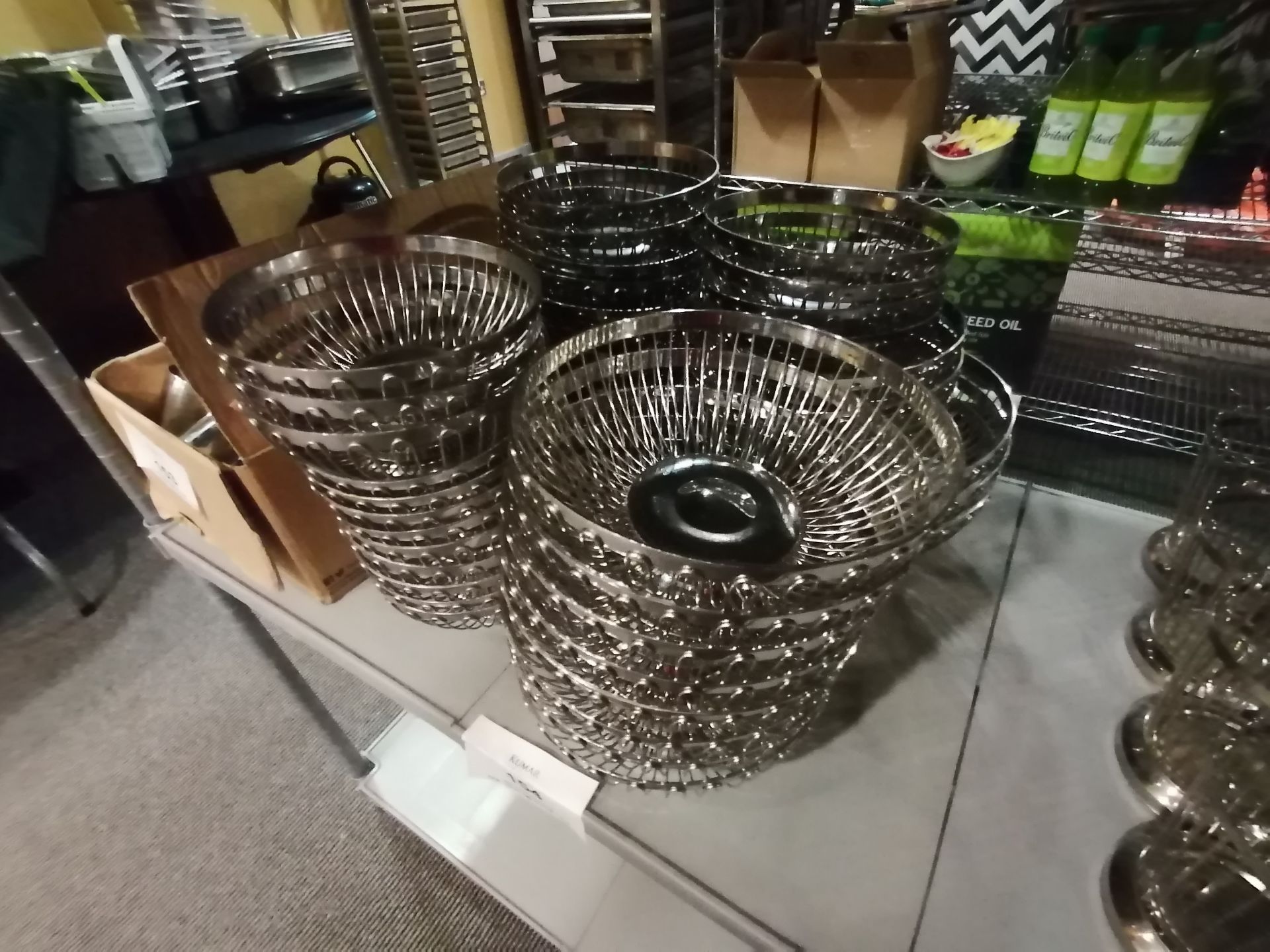 Aprox 42 x Stainless steel table baskets 28x 17cm