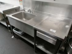 Stainless steel single basin sink with upstand & d