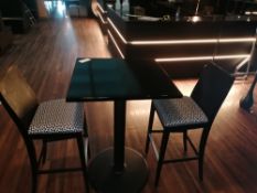 Bar table 70cm x 70cm 107cm High and 2 matching ba