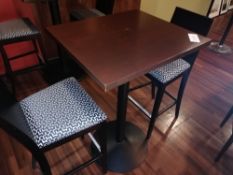 Bar table 69cm x 62cm 110cm High and 2 matching ba