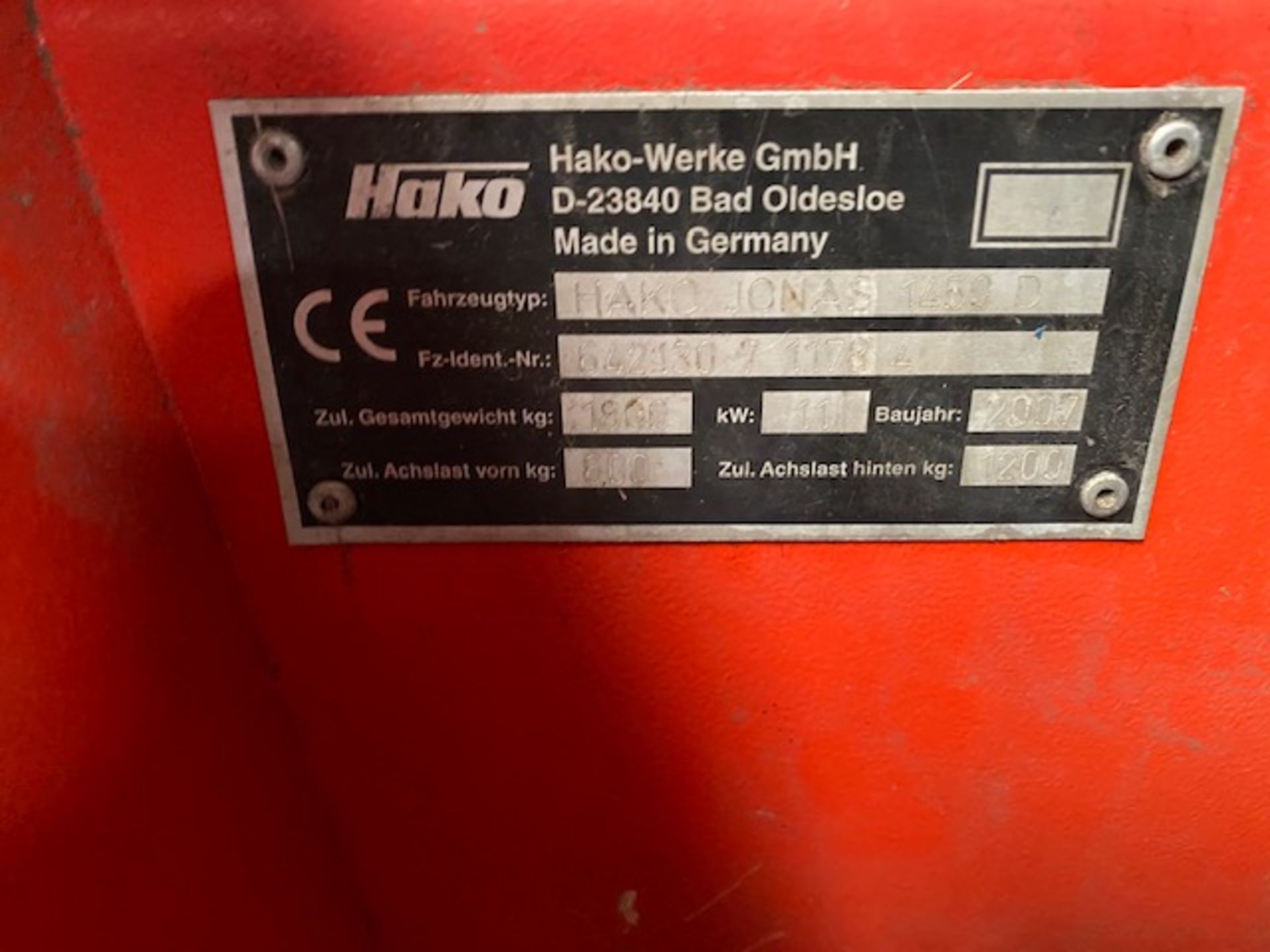 Hako Jonas Model 1450 D Ride On Sweeper - Image 6 of 7