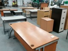 9 x various office desks and 5 x filling cabinets