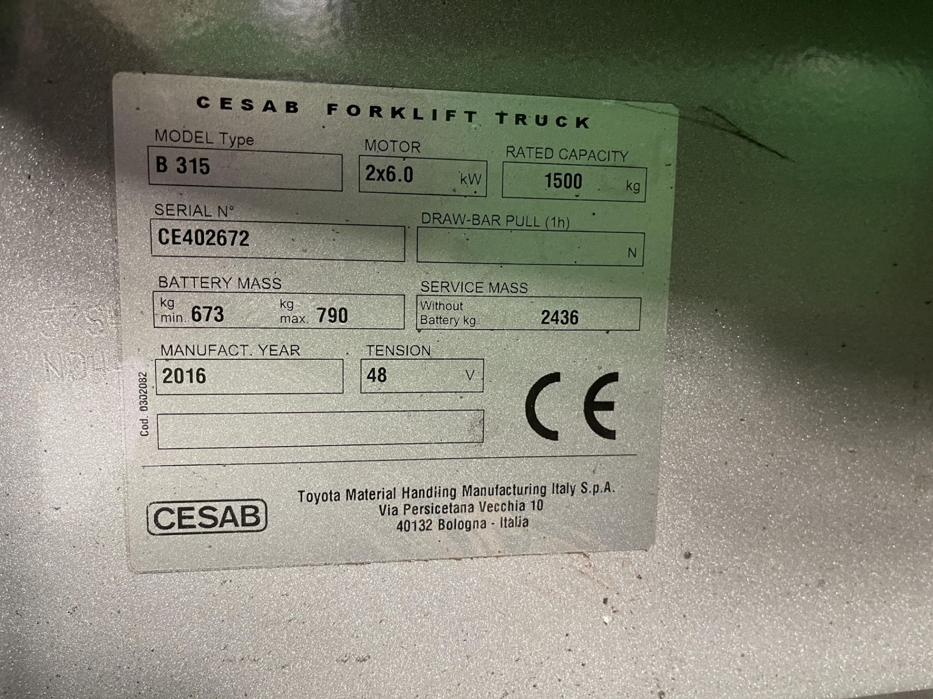 Cesab B315 Electric Fork Truck - Image 12 of 22