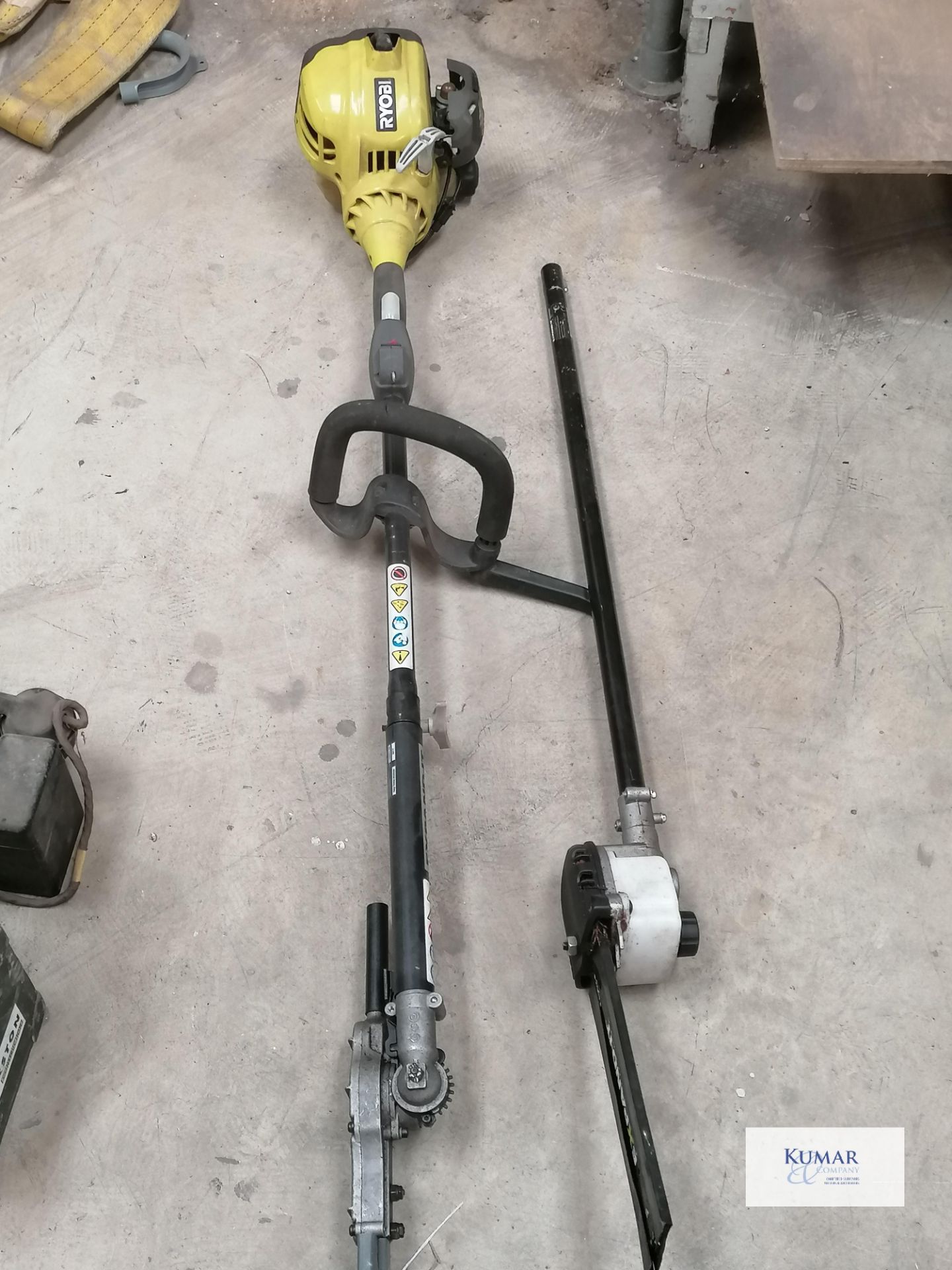 Ryobi RLT30CESA with hedge trimmer & chain saw attachments