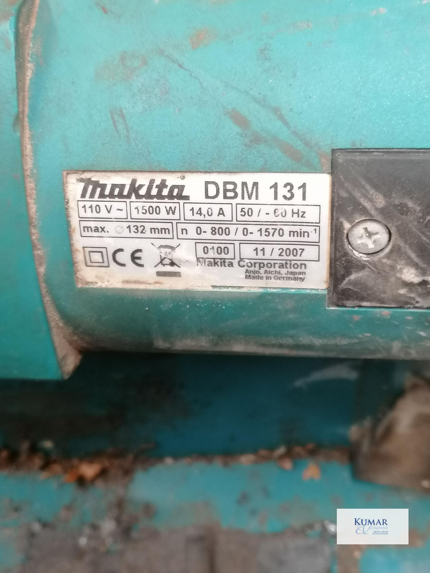 Makita DMB 131 Diamond core drill Serial No 0100 Date of Man 11/2007 - Image 4 of 4