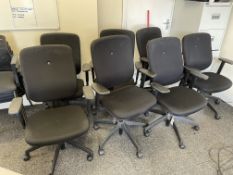 7: Cloth Upholstered Swivel Base Operator Chairs with pneumatic up/down adjustment