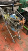 Large quantity of ratchet straps and slings with shopping trolley