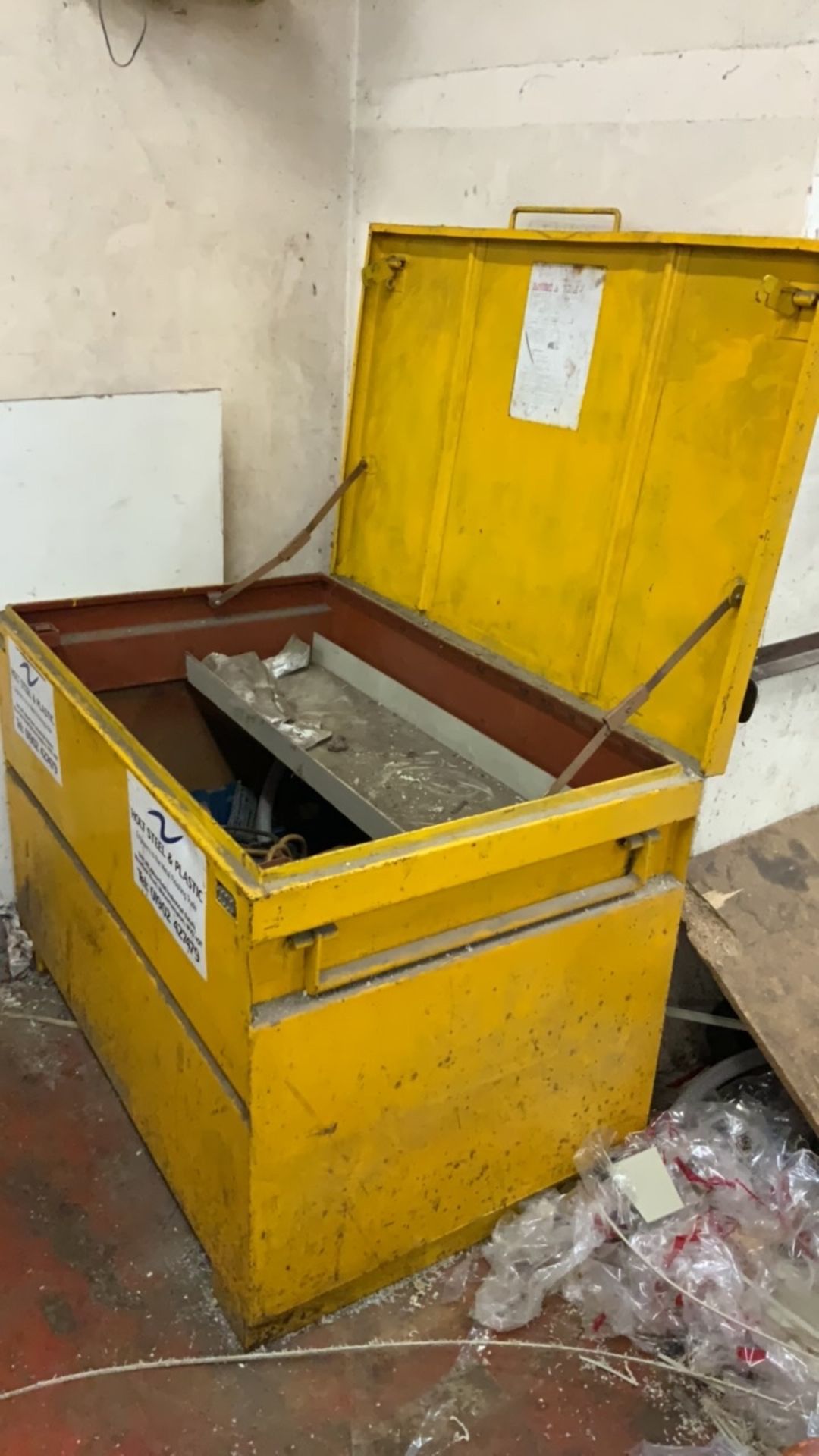 Welded Mild Steel Tool Storage Box with Hinged Lid with Contents as shown to include power leads and - Image 22 of 32