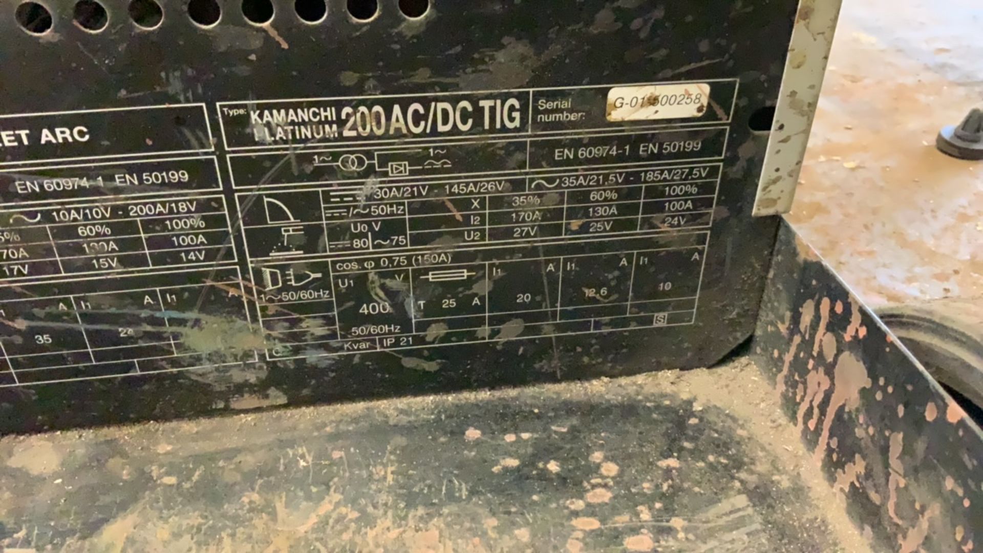 Kamanchi Platinum 200 AC/DC TIG Welder, Serial No. - mounted on mobile trolley - Image 25 of 26