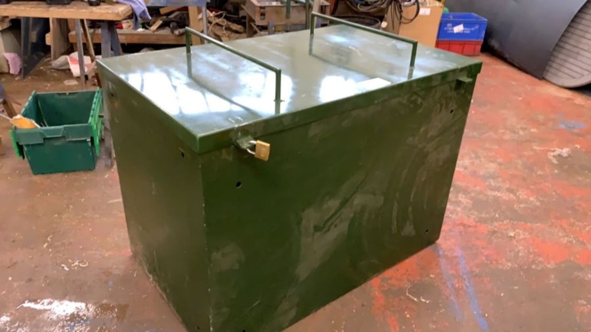 Fabricated Welded Mild Steel Box with Lockable lid, Shown with two padlocks, No Keys Available. - Image 2 of 14