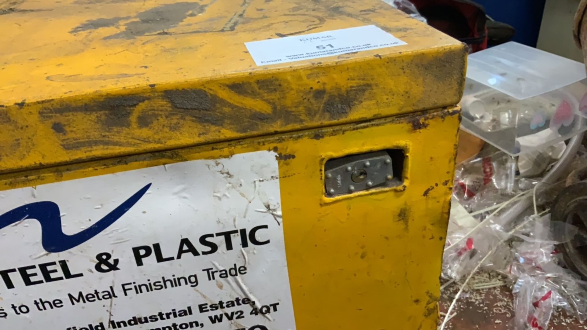 Welded Mild Steel Tool Storage Box with Hinged Lid with Contents as shown to include power leads and - Image 32 of 32