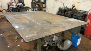 Large Capacity Fabricated Welded Mild Steel Work Bench, Dimensions L - 106", W - 78.5". Please