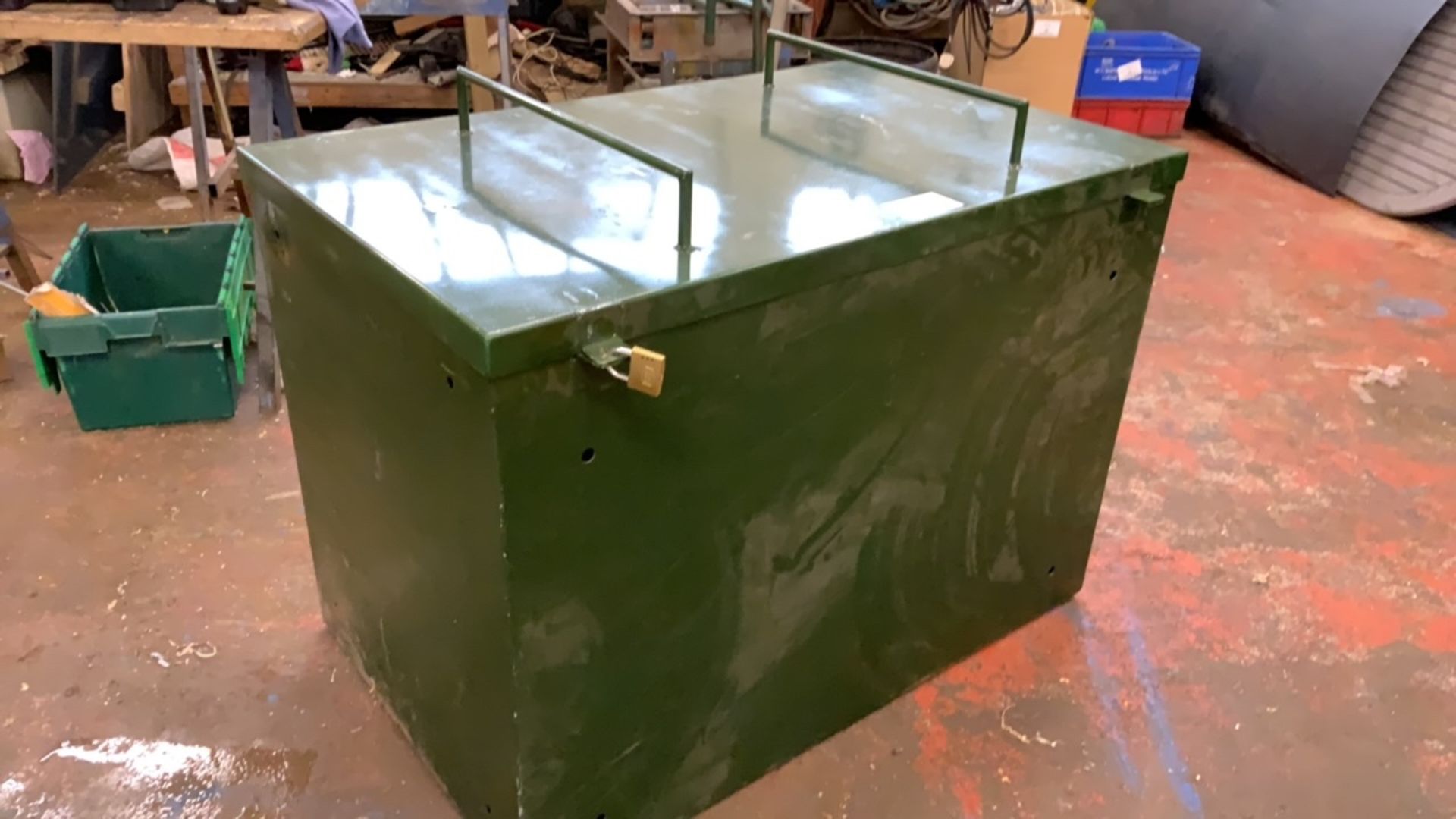 Fabricated Welded Mild Steel Box with Lockable lid, Shown with two padlocks, No Keys Available. - Image 9 of 14