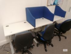 3 x White call centre desk with chairs and deviders