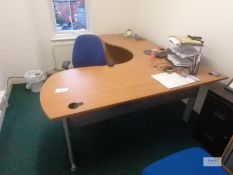 Beechwood corner office desk , 2 chairs and filing cabinet