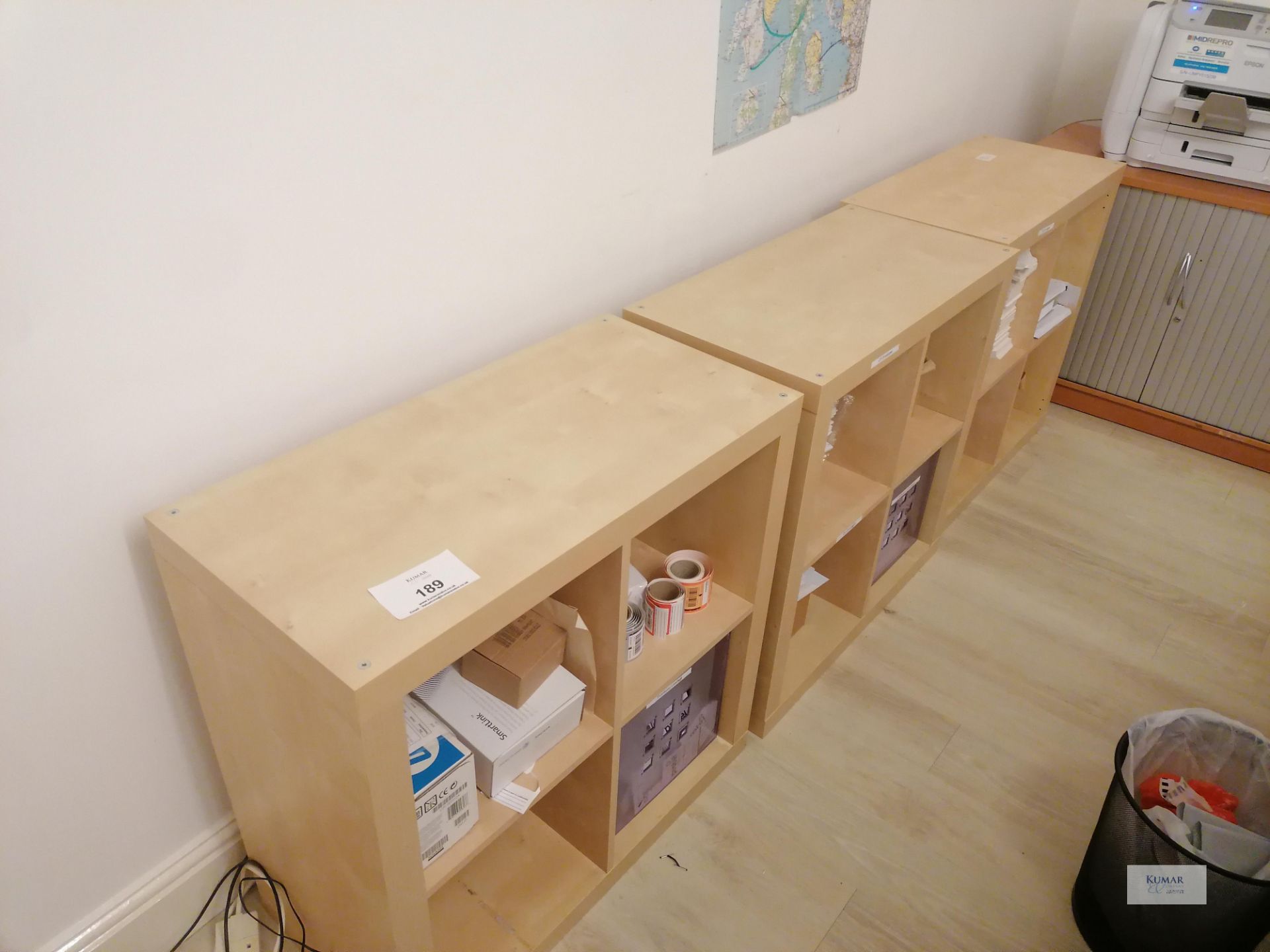 3 x Light beechwood effect office book shelves (contents not include)