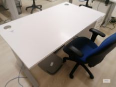 White office desk , 1 chairs and 3 draw side cabinet