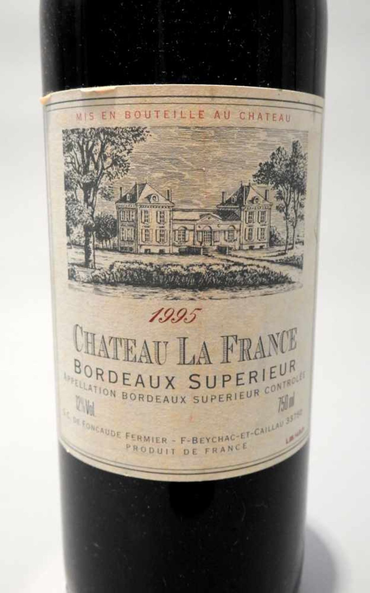 Bordeaux SuperieurChâteau La France, Jahrgang 1995, Inhalt 750 ml. Beychac-et-Caillau - Bild 2 aus 2