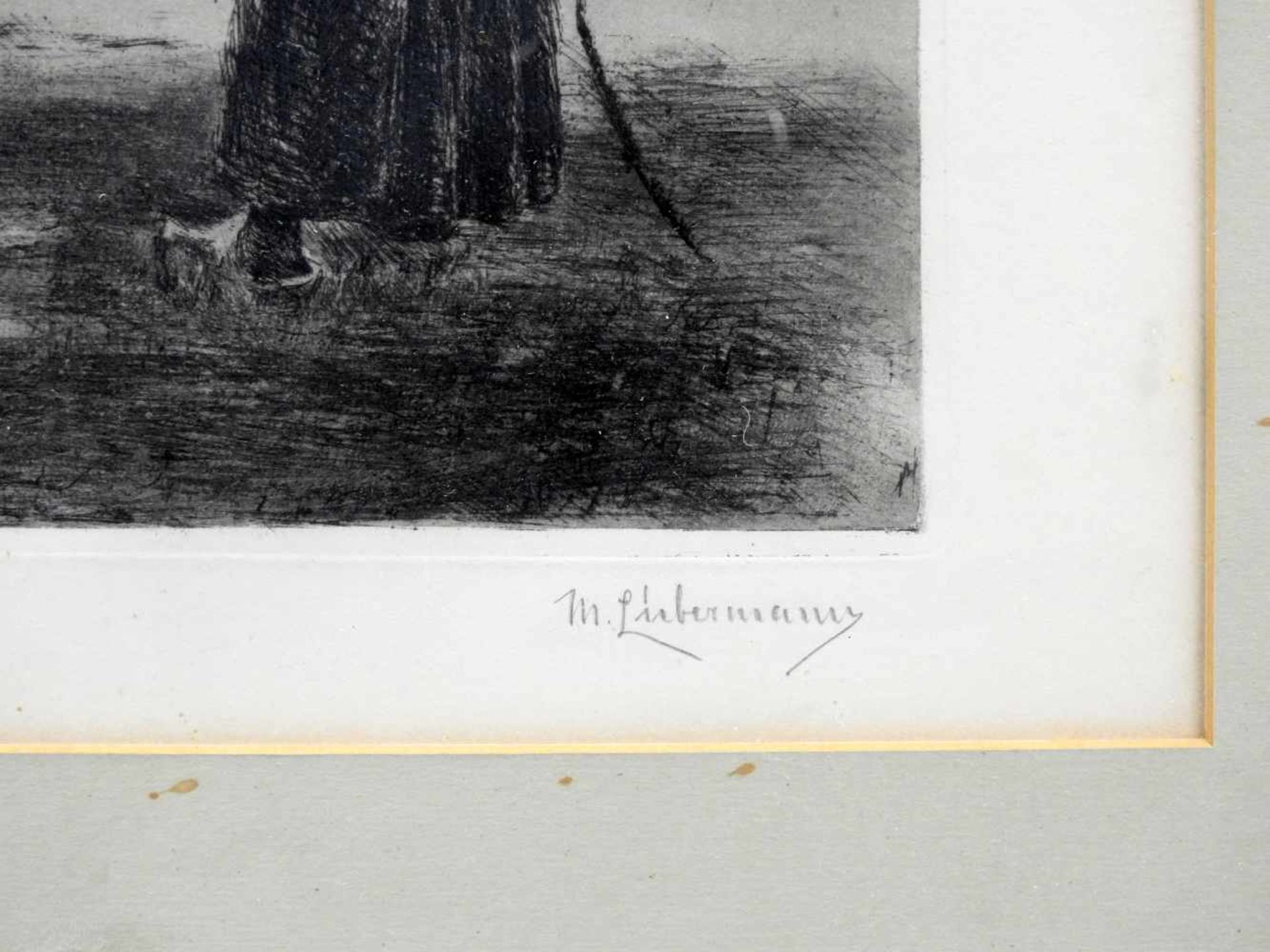 Max Liebermann, 1847 Berlin - 1935 BerlinLithographie/Papier. Kuhhirtin. Ein Mädchen - Image 4 of 5