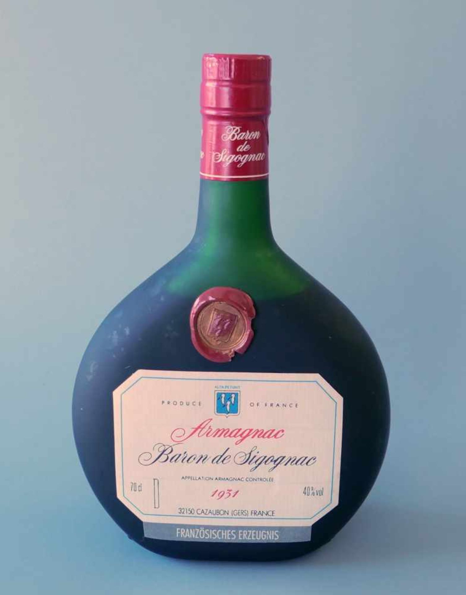 ArmagnacBaron de Sigognac. Jahrgang 1931, Inhalt 700 ml. Cazaubon, Gers, Frankreich. D