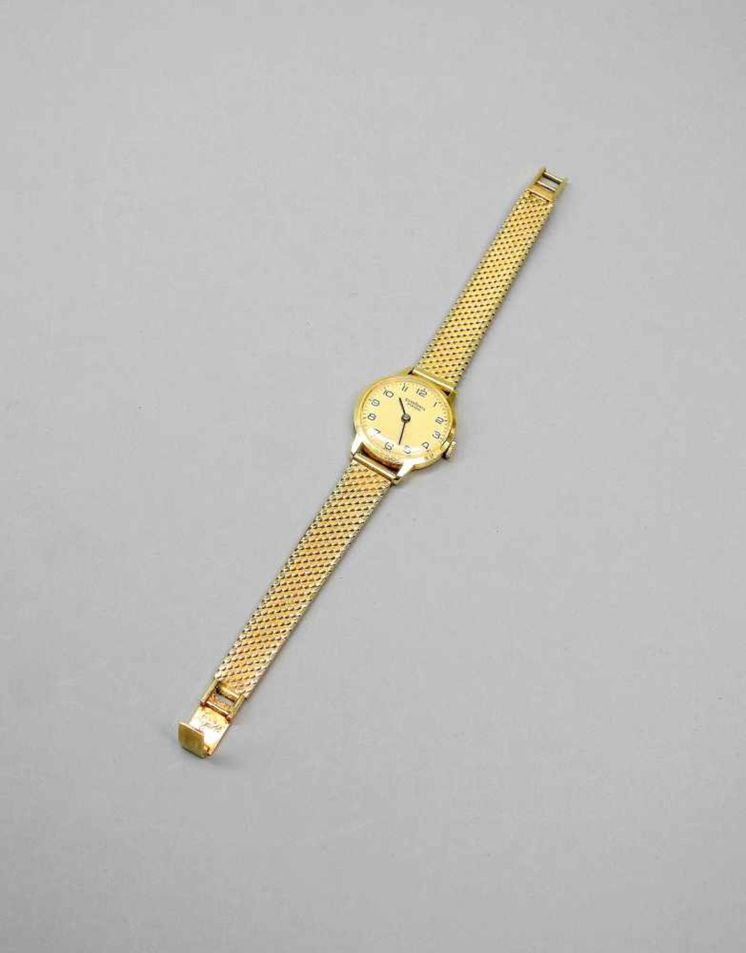 Pallas, Goldene Damenuhr14 K Gold. Damenarmbanduhr der Marke Pallas Paris. Handaufzug,