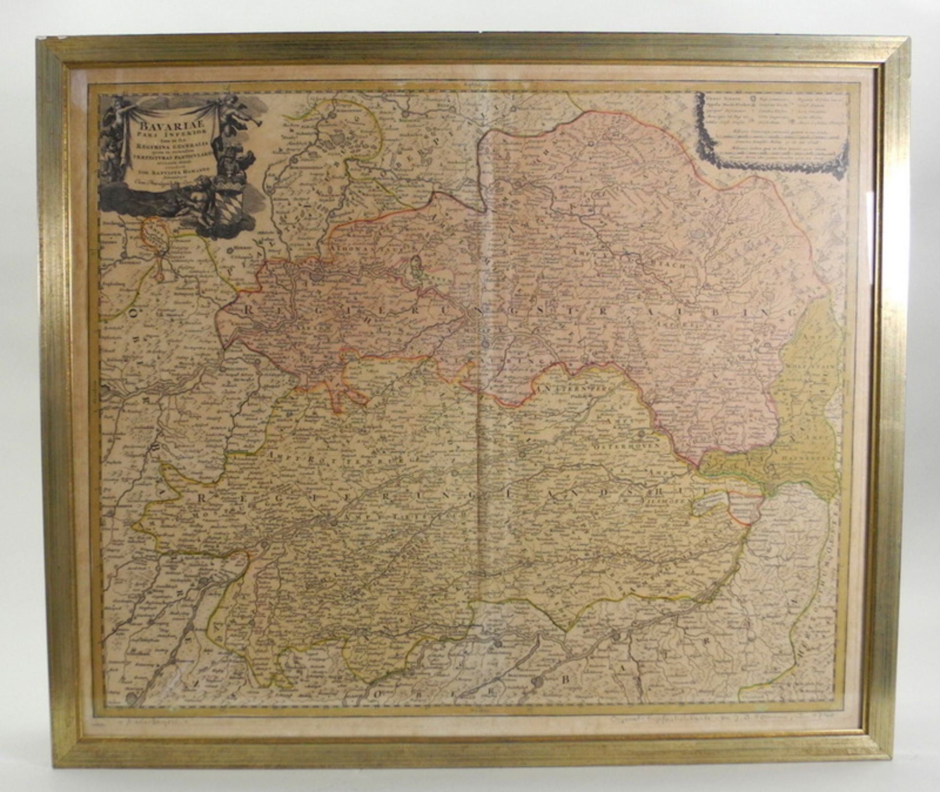 Historische Niederbayern-KarteAltkolorierter Kupferstich/Papier. Karte von Johann Bapt - Image 2 of 5