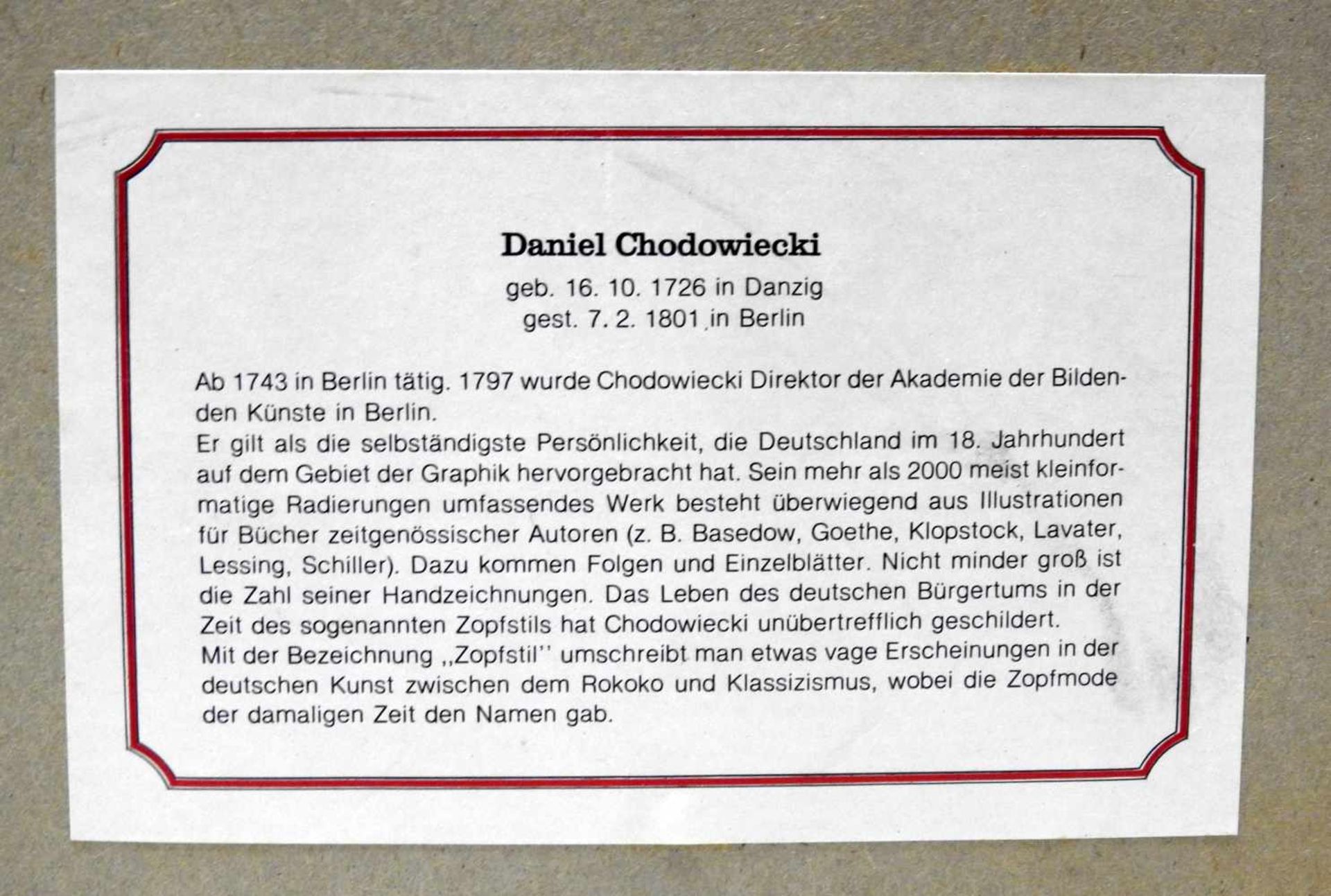 Daniel Chodowiecki, 1726 Danzig - 1801 BerlinLithographie/Papier. Zwei Männer vor dem - Bild 4 aus 4