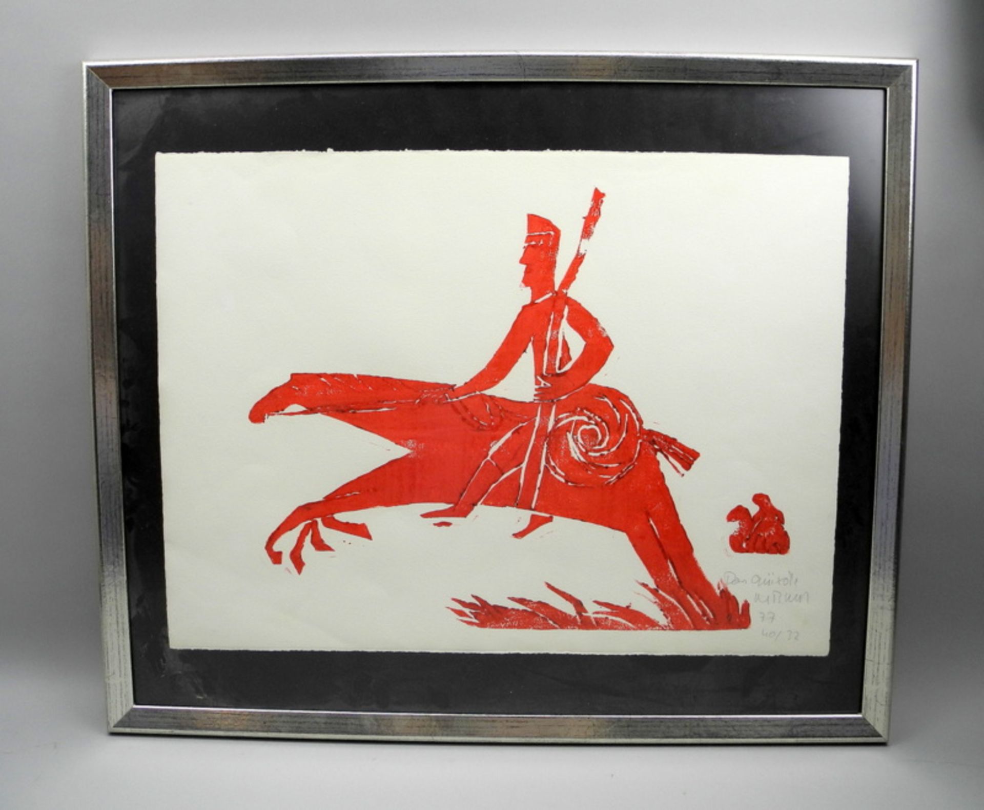 Werner Bunz, 1926 - 2009 HamburgHolzschnitt/Papier. "Don Quijote" - Darstellung eines - Image 2 of 2