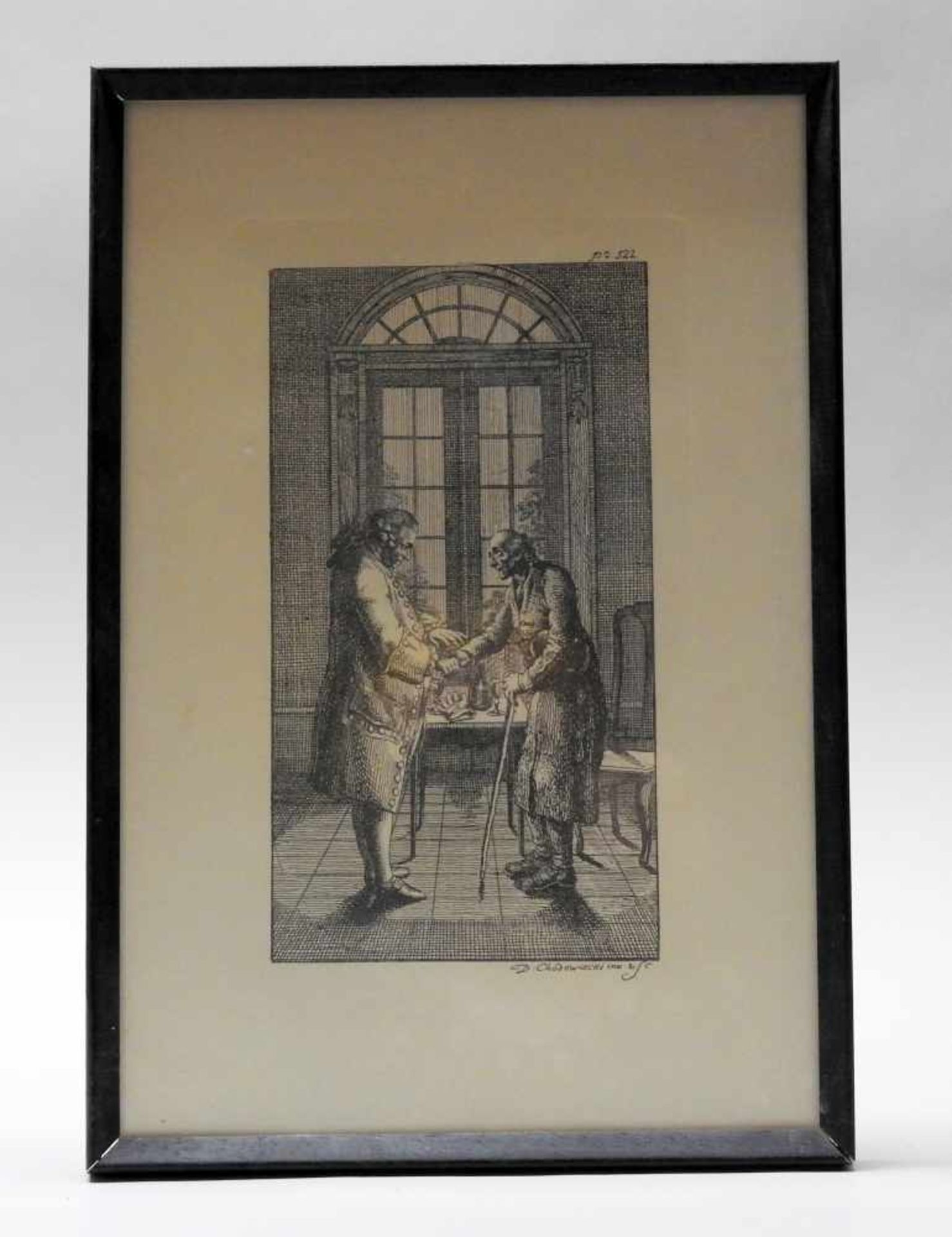 Daniel Chodowiecki, 1726 Danzig - 1801 BerlinLithographie/Papier. Zwei Männer vor dem - Bild 2 aus 4