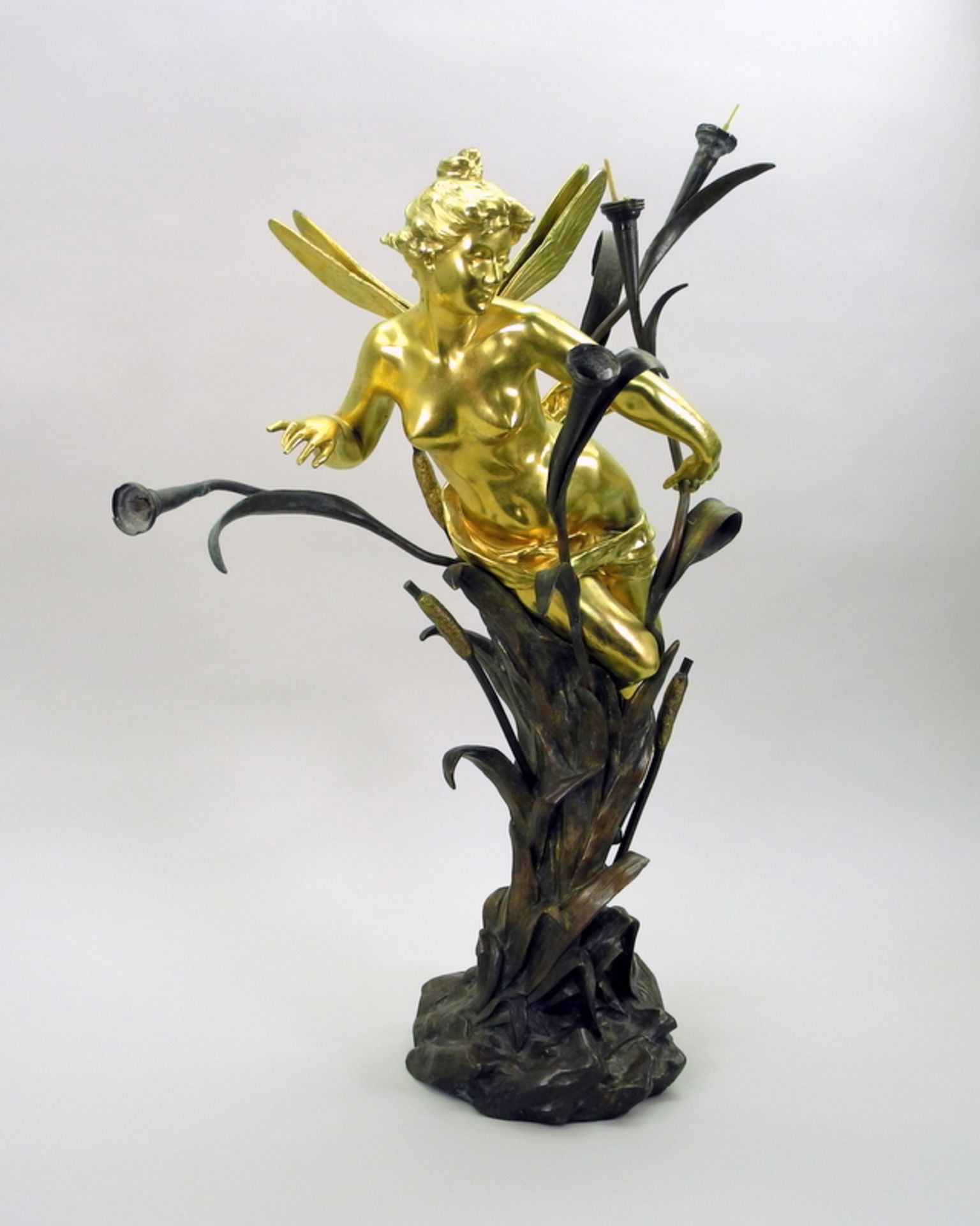 Gustavo Obiols Delgado, 1858 - 1902 SpanienBronze, gold und braun patiniert. Junge Nym - Image 6 of 13